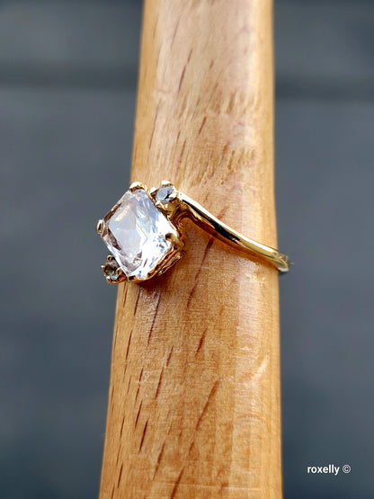 ❤️10k Size 6 Precious Solid Yellow Gold Aquamarine Gemstones Ring!