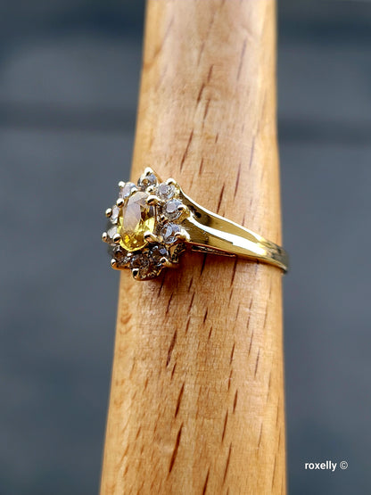 ❤️14k Size 6.75 Precious Solid Yellow Gold Citrine and White Topaz Ring!