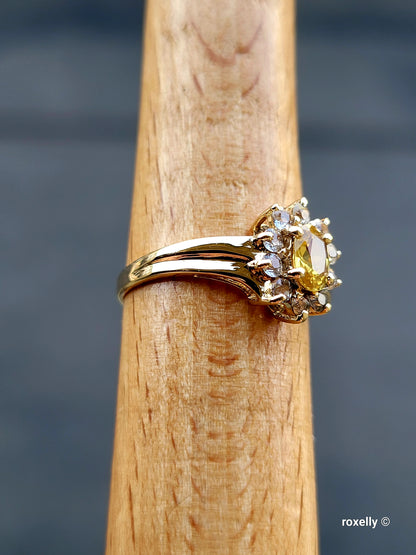 ❤️14k Size 6.75 Precious Solid Yellow Gold Citrine and White Topaz Ring!