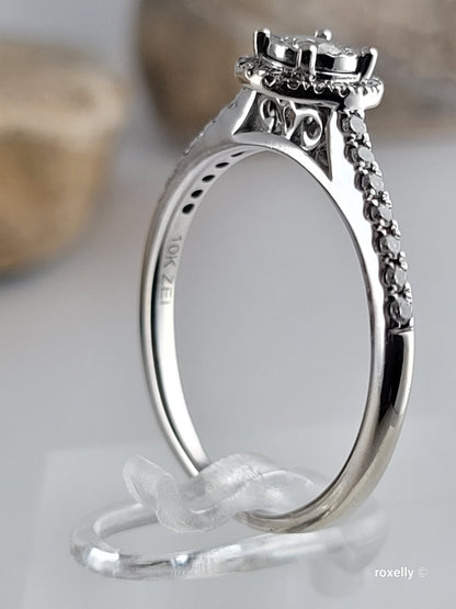 ❤️10k Size 9 Amazing Solid White Gold Moissanite and Diamonds Ring!