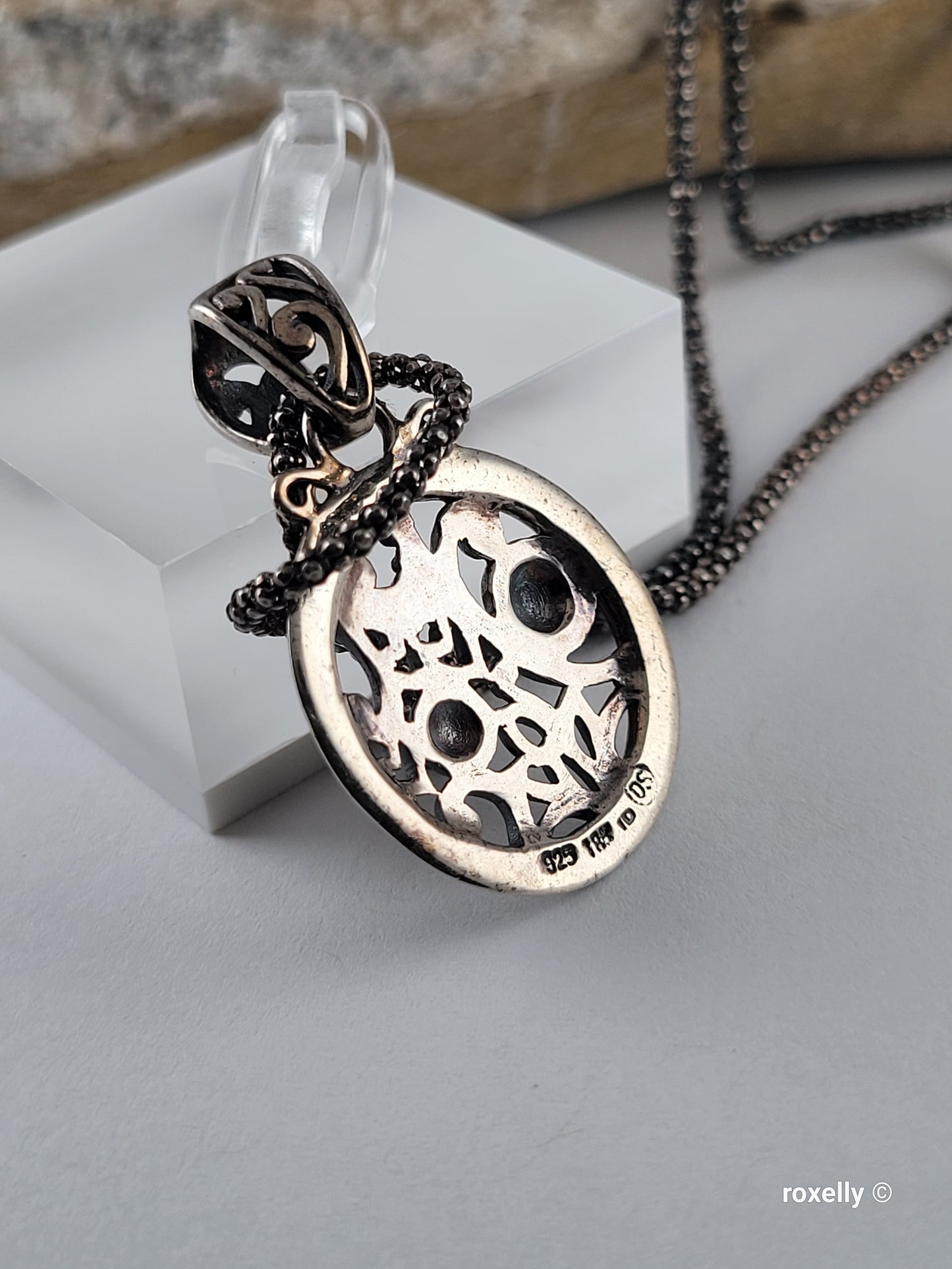 ❤️925 & 18k Vintage Oxidized Sterling Silver Necklace and Medallion Pendant!