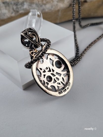 ❤️925 & 18k Vintage Oxidized Sterling Silver Necklace and Medallion Pendant!