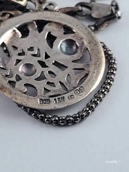 ❤️925 & 18k Vintage Oxidized Sterling Silver Necklace and Medallion Pendant!