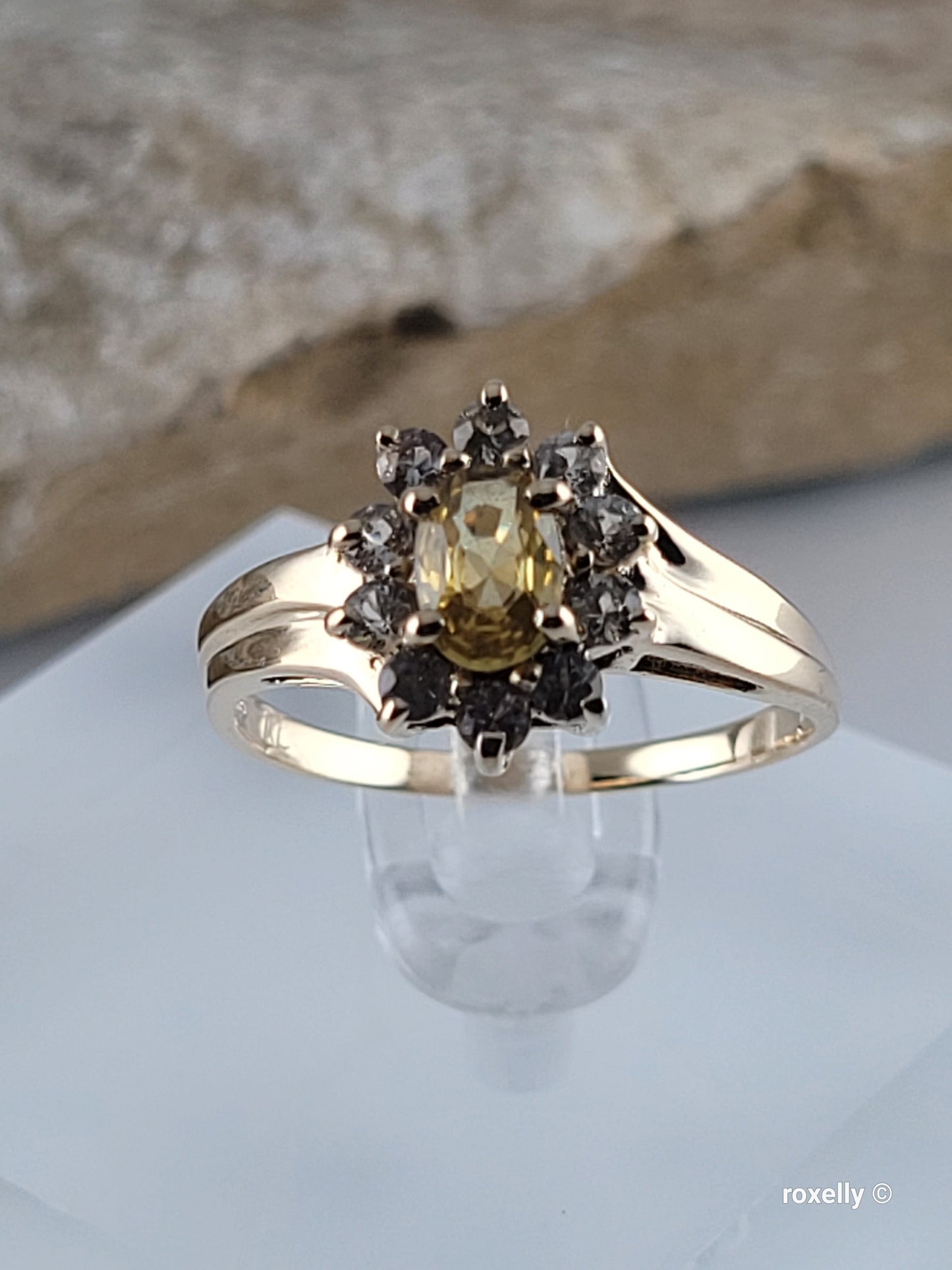 ❤️14k Size 6.75 Precious Solid Yellow Gold Citrine and White Topaz Ring!