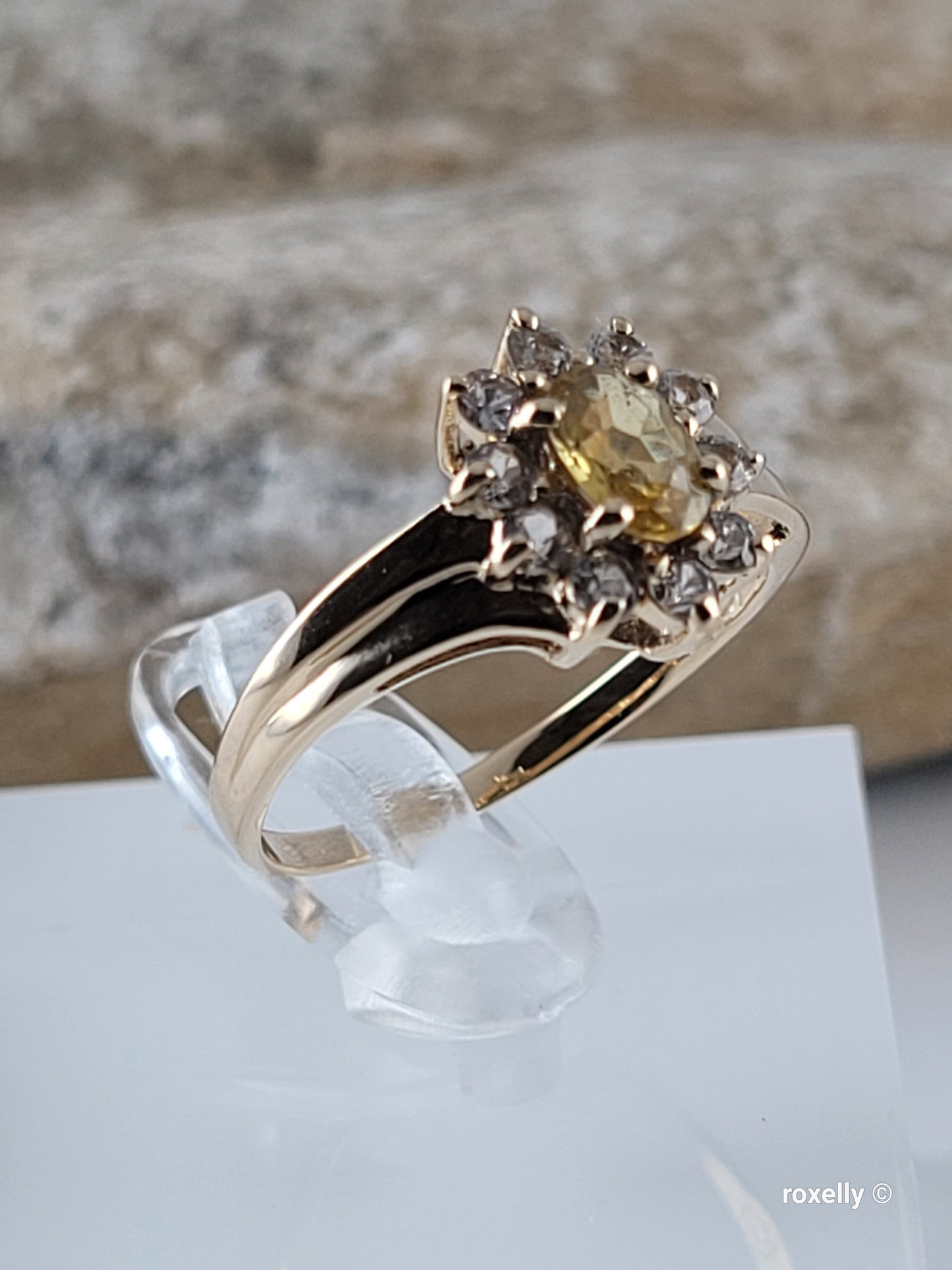 ❤️14k Size 6.75 Precious Solid Yellow Gold Citrine and White Topaz Ring!