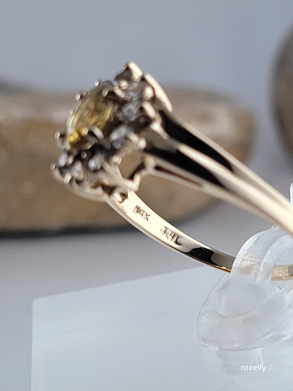 ❤️14k Size 6.75 Precious Solid Yellow Gold Citrine and White Topaz Ring!