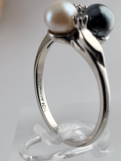 ❤️10k Size 9.25 Beautiful Solid White Gold Fresh-Water Pearl and Hematite Ring!