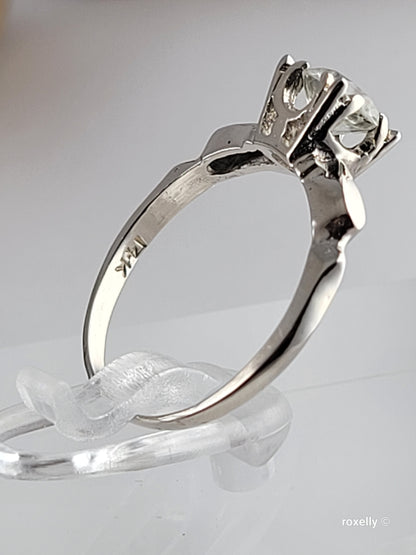 ❤️14k Size 4.5 Beautiful Solid White Gold Topaz Gemstone Ring!