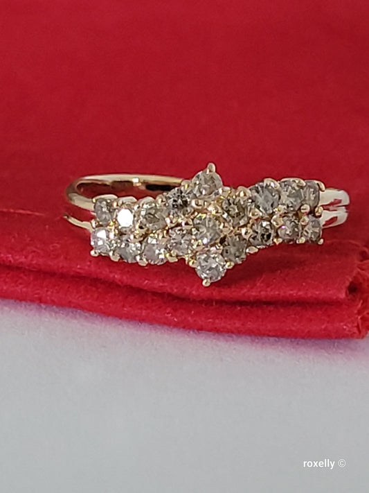 ❤️14k Size 7 Exquisite Solid Yellow Gold Genuine Diamonds Ring!