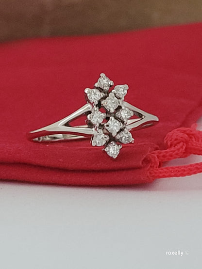 ❤️14k 6.75 Size Lovely Solid White Gold Genuine Diamonds Ring!