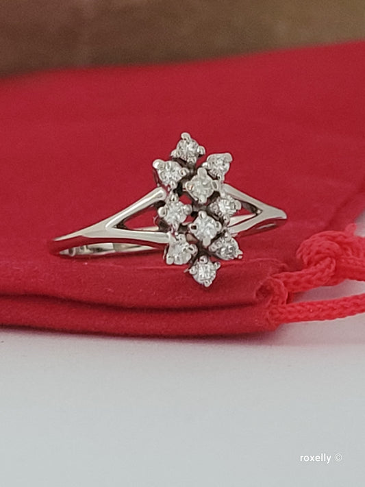 ❤️14k 6.75 Size Lovely Solid White Gold Genuine Diamonds Ring!