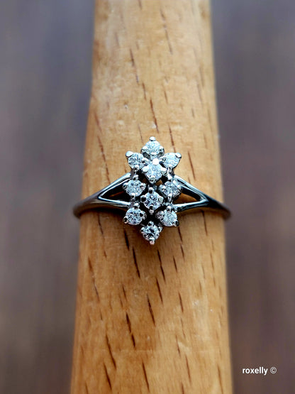 ❤️14k 6.75 Size Lovely Solid White Gold Genuine Diamonds Ring!