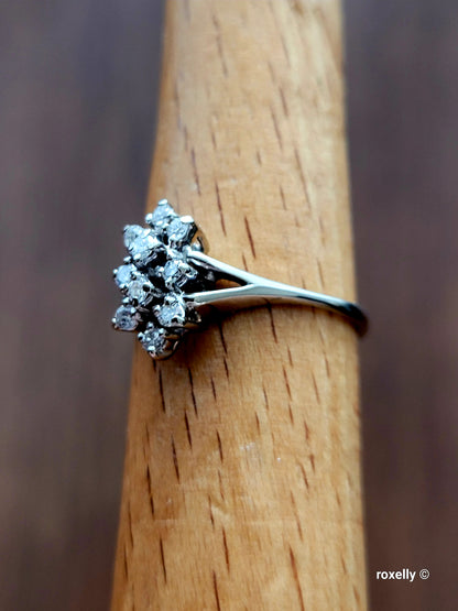 ❤️14k 6.75 Size Lovely Solid White Gold Genuine Diamonds Ring!