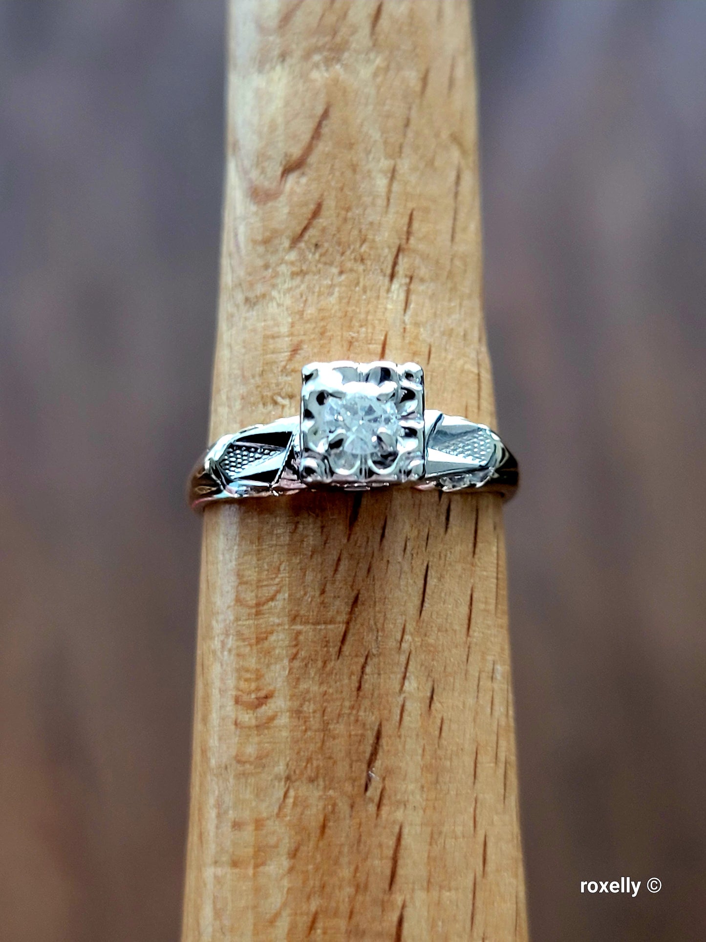 ❤️14k Size 6.25 Fancy Solid Yellow and White Gold Diamond Art-Deco Ring!