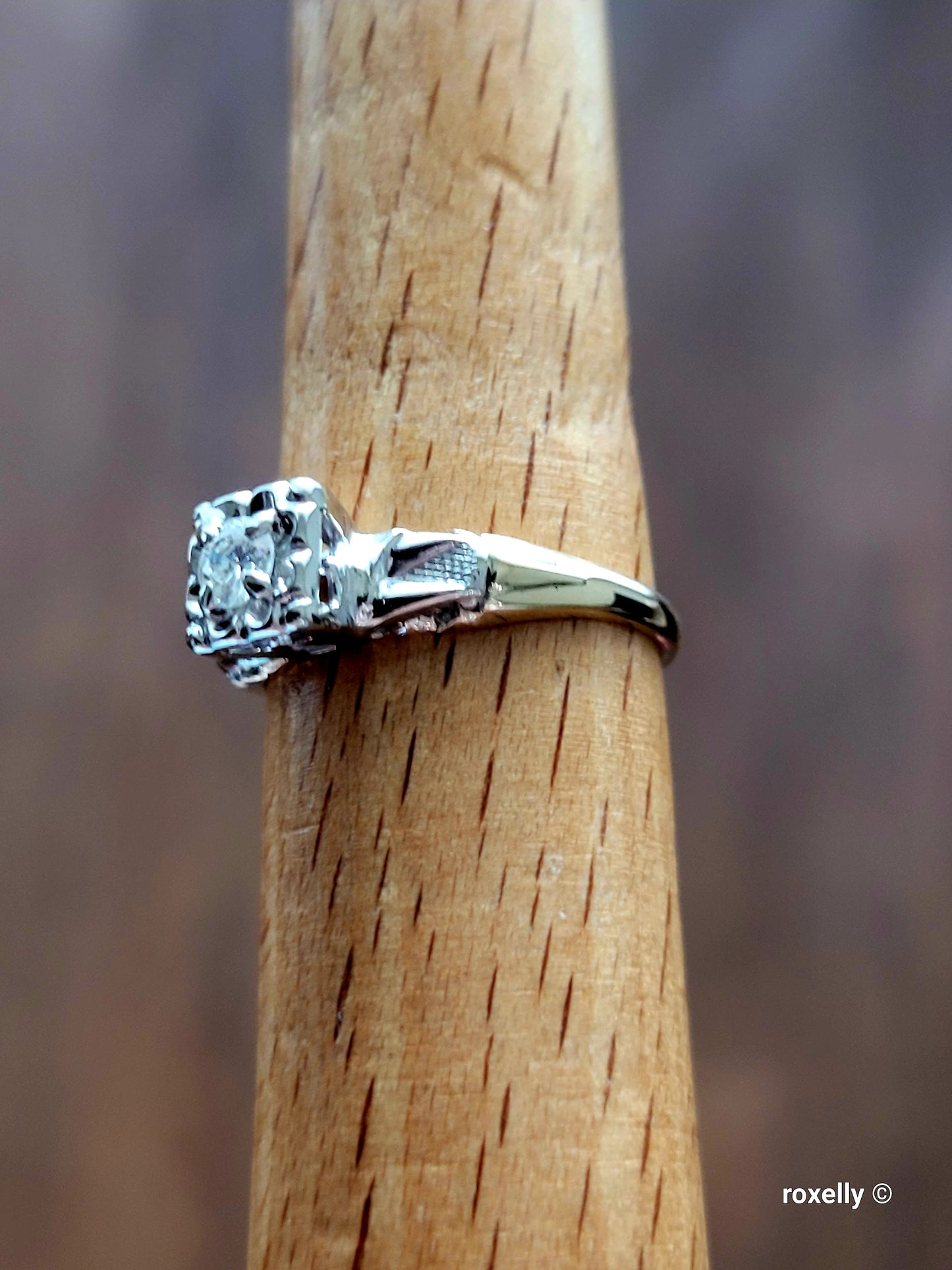 ❤️14k Size 6.25 Fancy Solid Yellow and White Gold Diamond Art-Deco Ring!