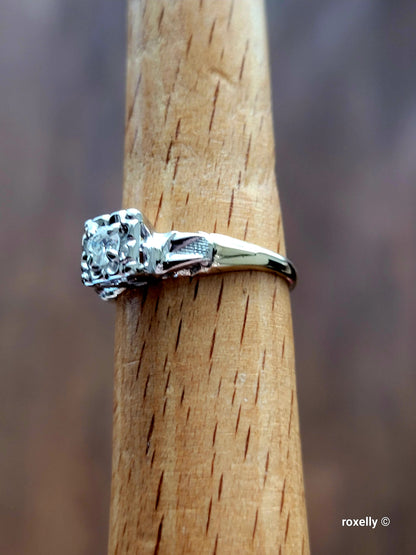 ❤️14k Size 6.25 Fancy Solid Yellow and White Gold Diamond Art-Deco Ring!