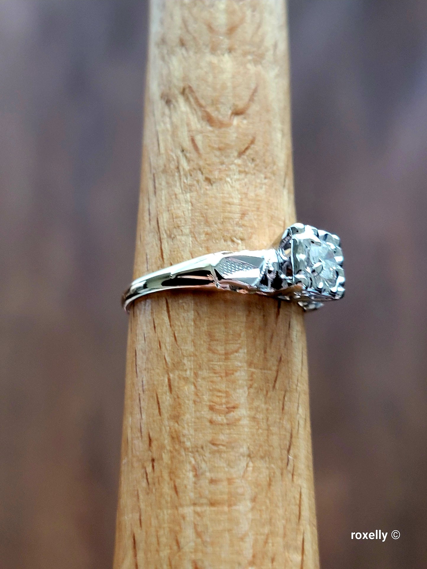 ❤️14k Size 6.25 Fancy Solid Yellow and White Gold Diamond Art-Deco Ring!