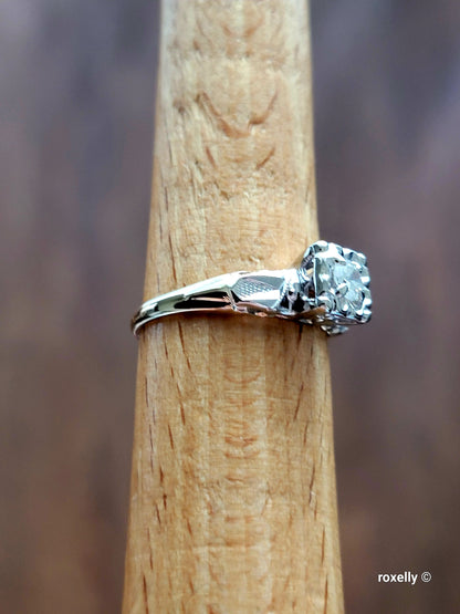 ❤️14k Size 6.25 Fancy Solid Yellow and White Gold Diamond Art-Deco Ring!