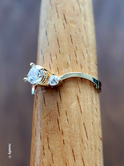 ❤️14k Size 7.5 Precious Solid Yellow Gold Cubic Zirconia Cocktail Ring!