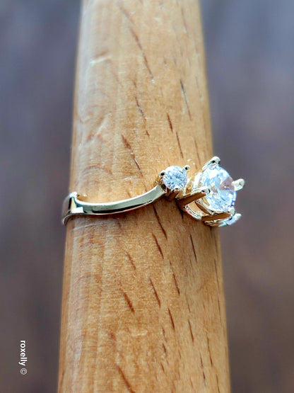 ❤️14k Size 7.5 Precious Solid Yellow Gold Cubic Zirconia Cocktail Ring!