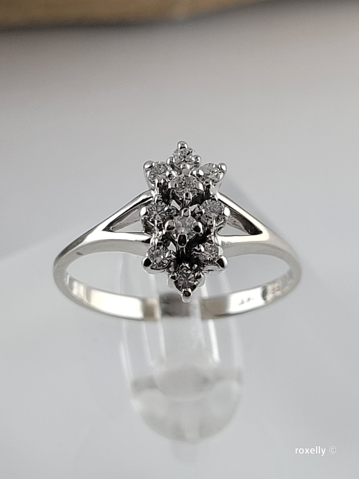 ❤️14k 6.75 Size Lovely Solid White Gold Genuine Diamonds Ring!