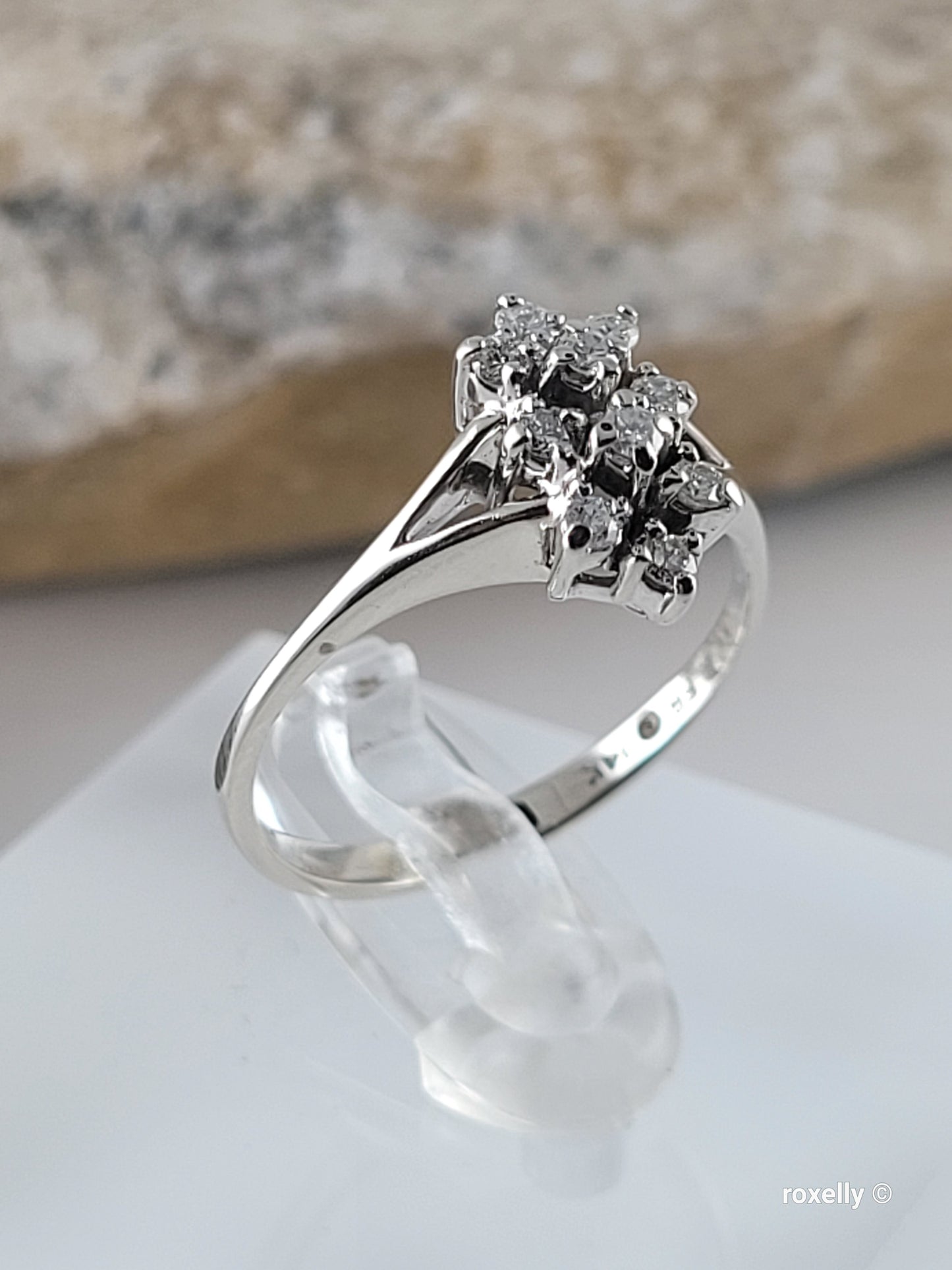 ❤️14k 6.75 Size Lovely Solid White Gold Genuine Diamonds Ring!