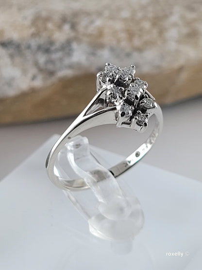 ❤️14k 6.75 Size Lovely Solid White Gold Genuine Diamonds Ring!