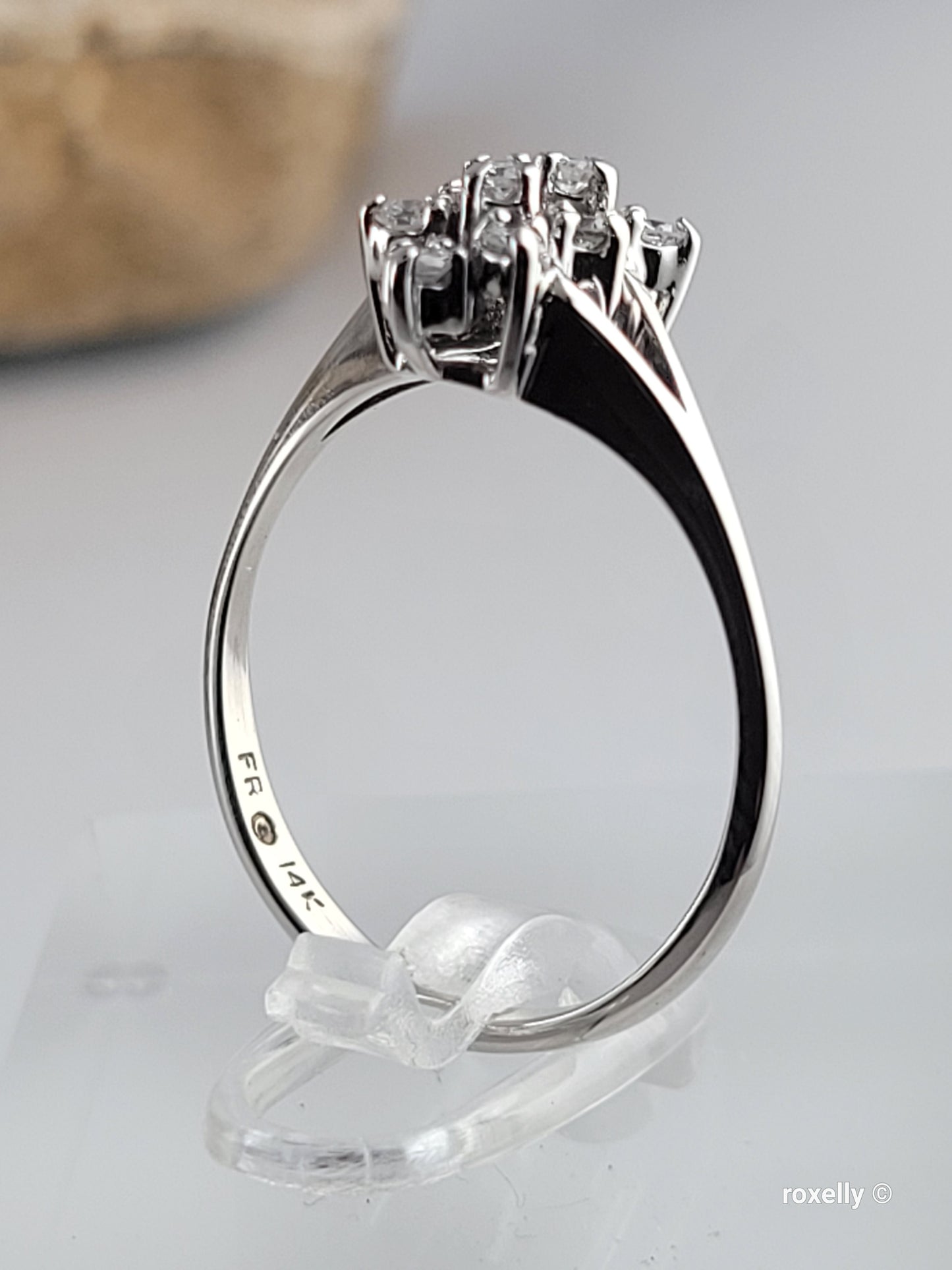 ❤️14k 6.75 Size Lovely Solid White Gold Genuine Diamonds Ring!