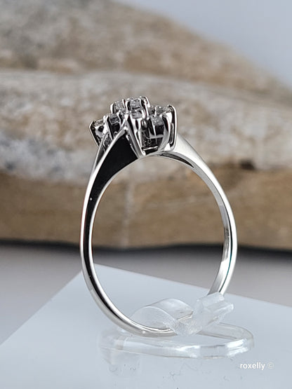 ❤️14k 6.75 Size Lovely Solid White Gold Genuine Diamonds Ring!