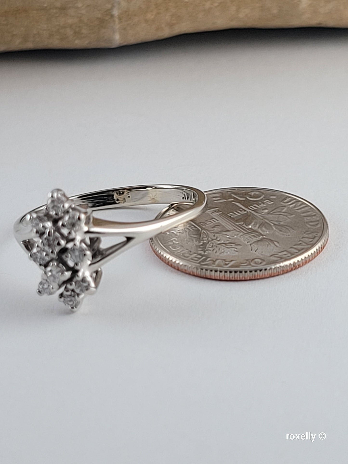 ❤️14k 6.75 Size Lovely Solid White Gold Genuine Diamonds Ring!