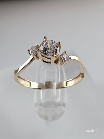 ❤️14k Size 7.5 Precious Solid Yellow Gold Cubic Zirconia Cocktail Ring!