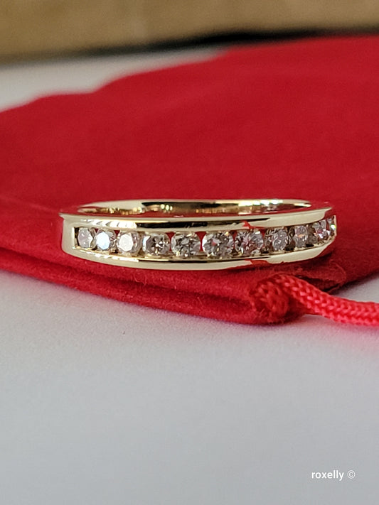 ❤️14k Size 8.5 Beautiful Solid Yellow Gold Genuine Diamond Band Ring!