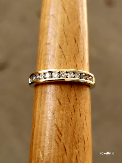 ❤️14k Size 8.5 Beautiful Solid Yellow Gold Genuine Diamond Band Ring!