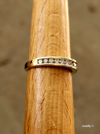 ❤️14k Size 8.5 Beautiful Solid Yellow Gold Genuine Diamond Band Ring!