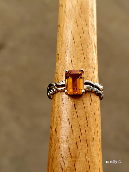 ❤️10k Size 6.5 Precious Solid White Gold Citrine Ring!