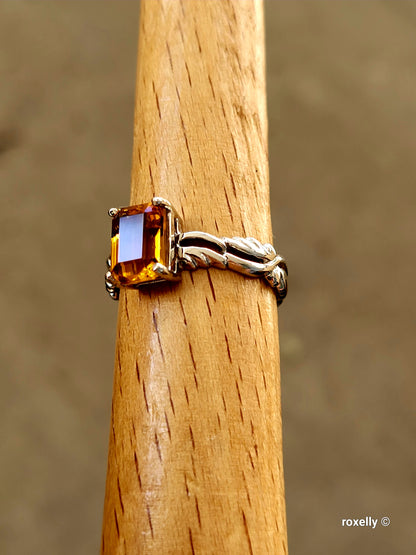❤️10k Size 6.5 Precious Solid White Gold Citrine Ring!