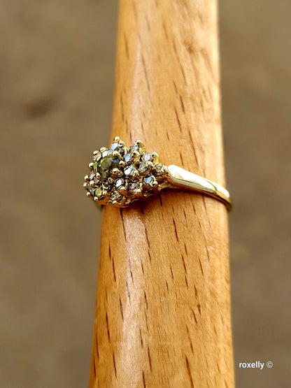 ❤️14k Size 6.25 Vintage Solid Yellow Gold Amethyst and Genuine Diamonds Ring!