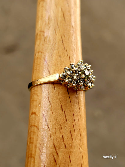 ❤️14k Size 6.25 Vintage Solid Yellow Gold Amethyst and Genuine Diamonds Ring!