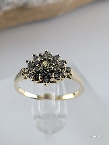 ❤️14k Size 6.25 Vintage Solid Yellow Gold Amethyst and Genuine Diamonds Ring!