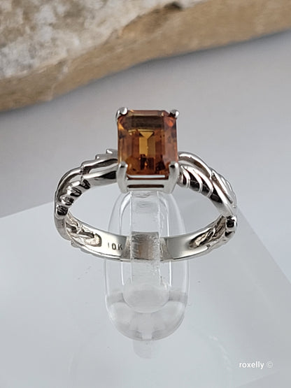 ❤️10k Size 6.5 Precious Solid White Gold Citrine Ring!