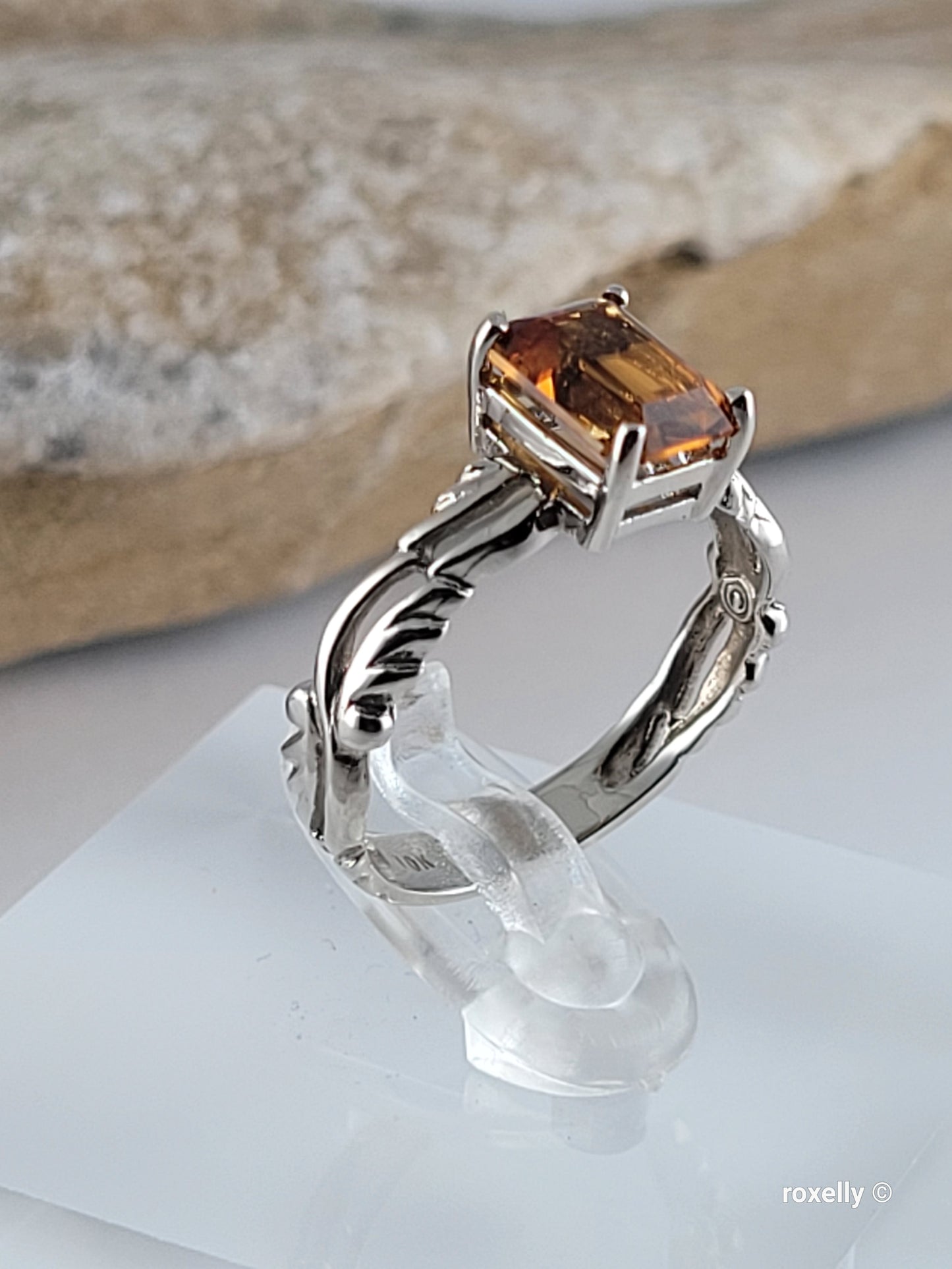 ❤️10k Size 6.5 Precious Solid White Gold Citrine Ring!