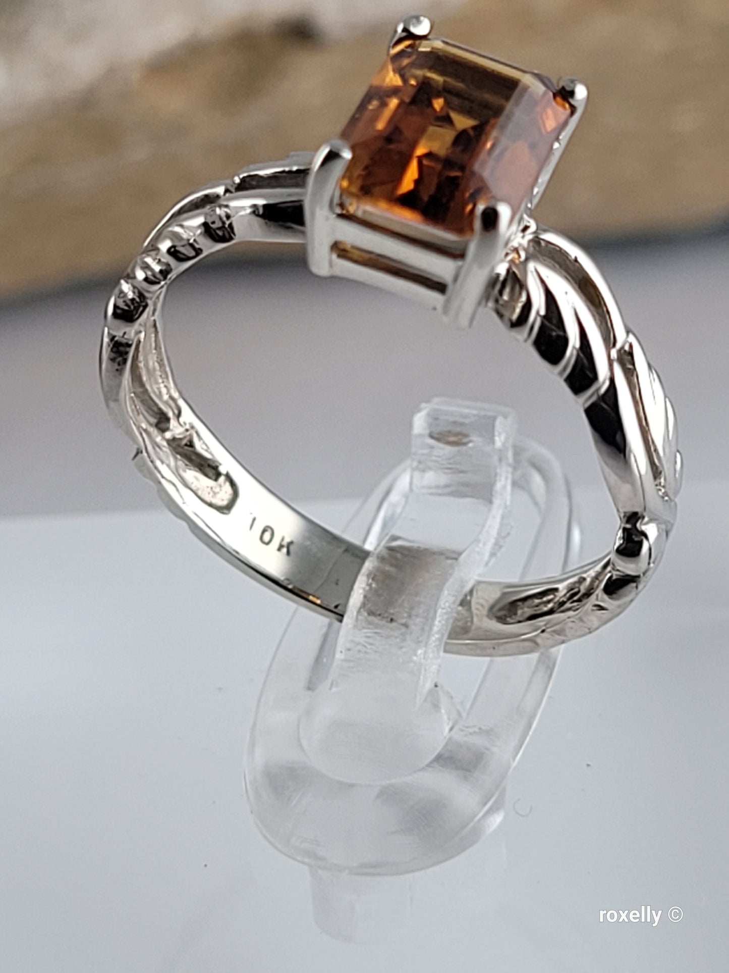 ❤️10k Size 6.5 Precious Solid White Gold Citrine Ring!