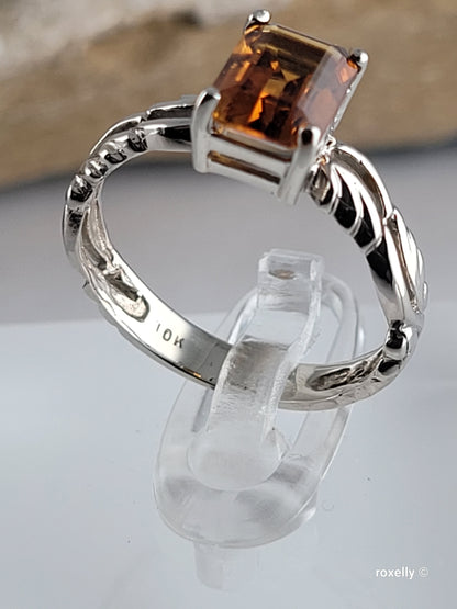 ❤️10k Size 6.5 Precious Solid White Gold Citrine Ring!
