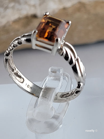 ❤️10k Size 6.5 Precious Solid White Gold Citrine Ring!