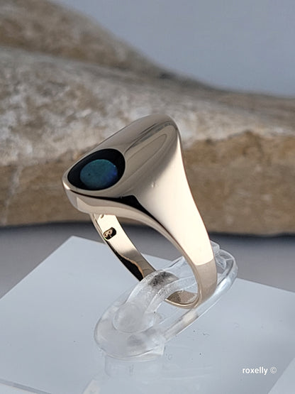 ❤️14k Size 6.75 Beautiful Solid Yellow Gold Black Onyx Opal Ring!