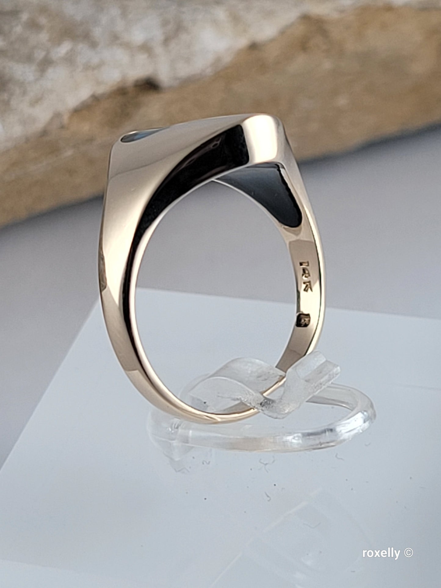 ❤️14k Size 6.75 Beautiful Solid Yellow Gold Black Onyx Opal Ring!