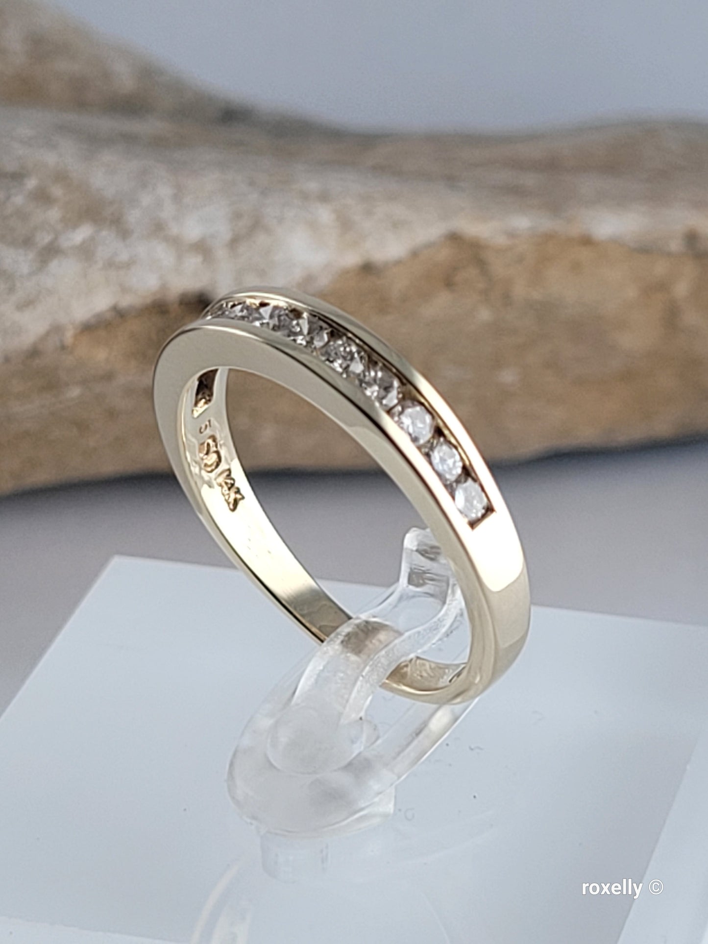 ❤️14k Size 8.5 Beautiful Solid Yellow Gold Genuine Diamond Band Ring!