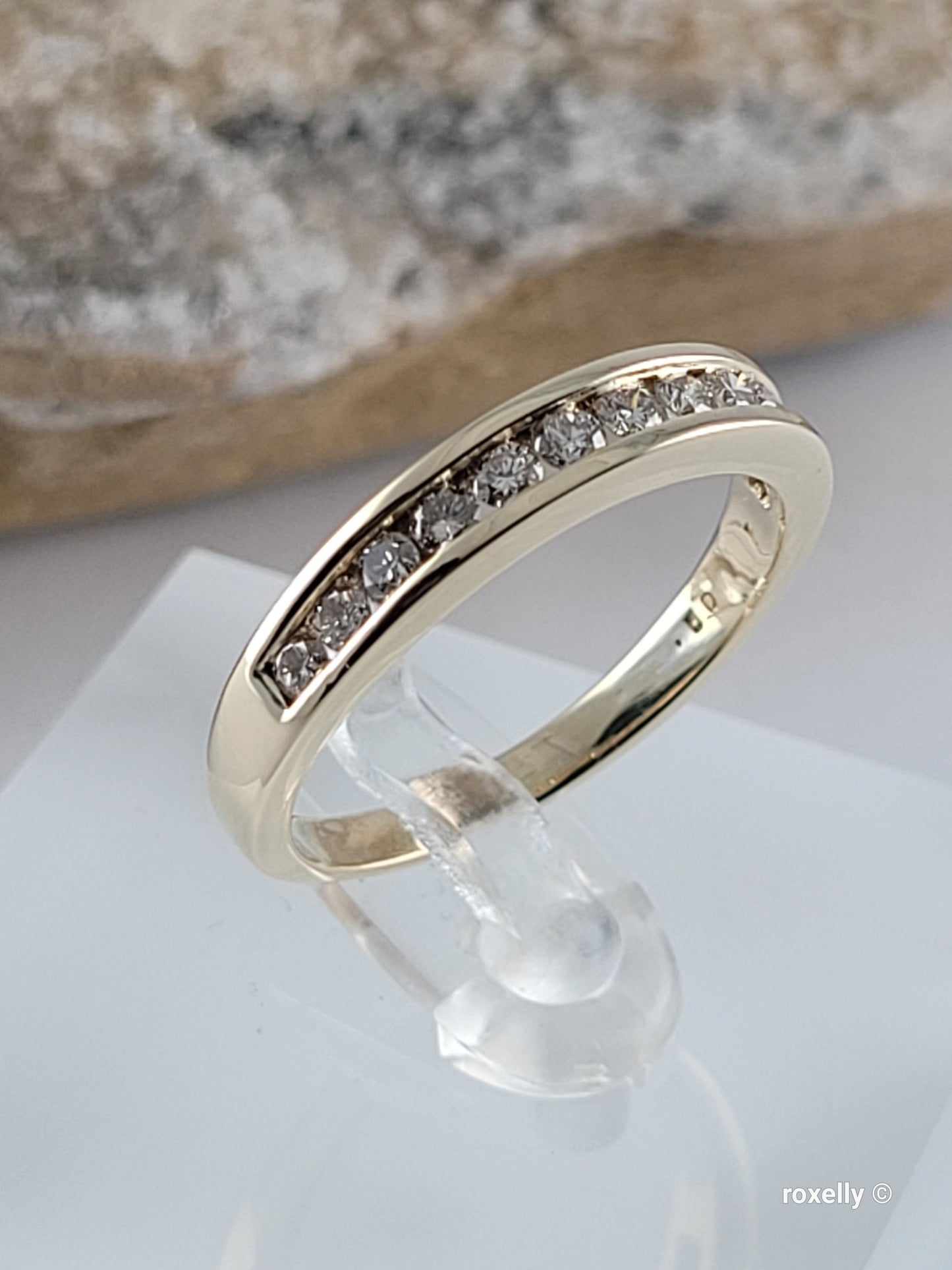 ❤️14k Size 8.5 Beautiful Solid Yellow Gold Genuine Diamond Band Ring!