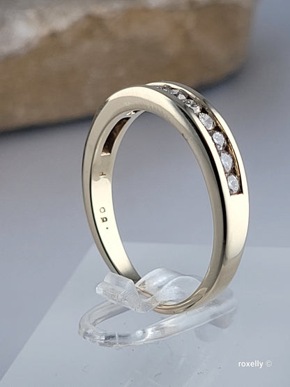 ❤️14k Size 8.5 Beautiful Solid Yellow Gold Genuine Diamond Band Ring!