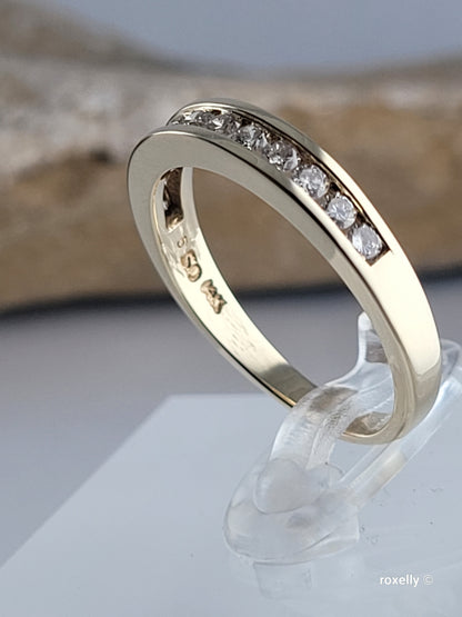 ❤️14k Size 8.5 Beautiful Solid Yellow Gold Genuine Diamond Band Ring!